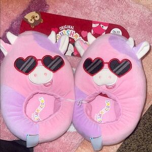 Squishmallows Pink and Purple Heart Sunglasses Slippers